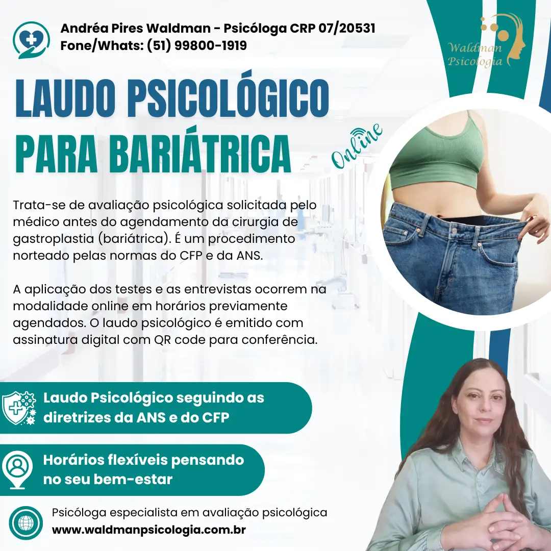 Avaliação psicológica online para cirurgia bariátrica